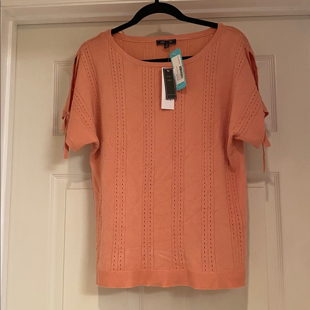 LETY & ME Blush Tie Sleeve Sweater - M